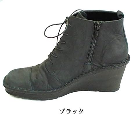 Amazon 日本製 本革 ショートブーツ レディース ローヒール ウェッジヒール ウェッジソール レースアップブーツ レザー ブーツ ショート レースアップ カジュアル ノーブランド品 ブーツ ブーティ