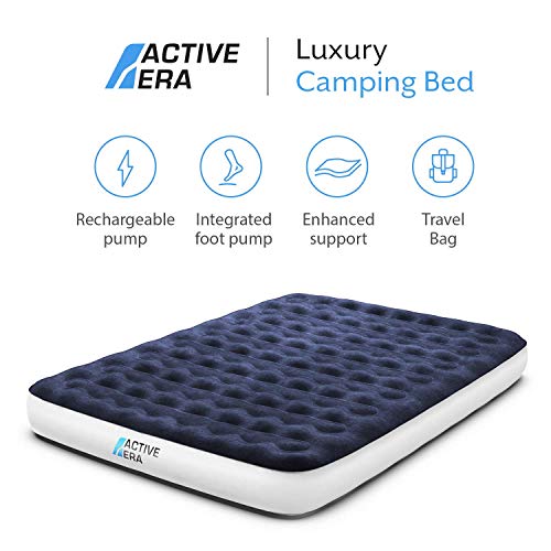 Active Era Luxury Camping Air Mattress with Built in Pump Queen Air