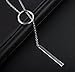 S.Leaf 18k Gold Plated Pendant Necklaces for Women 925 Sterling Silver Dainty Layered Horizontal Bar Star Starburst Moon Cubic Zirconia Lariat Necklace for Women Trendy Gifts for Girls (Lariat_Silver)