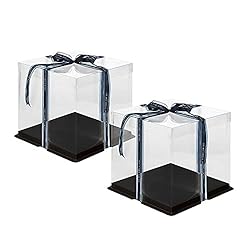 Clear Cake Box,4 Pcs Transparent Cake Box with