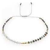 Agriajun Handmade Gemstone Beaded Strand Bracelets for Women Dainty Adjustable Charm String Braided Boho Seed Beads Friendship Bracelets Fashion Jewelry Gift.
