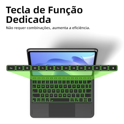 Capa com Teclado e Trackpad para iPad Air 11 Polegadas M4 2026/M3 2025/M2 2024, iPad Air 4ª/5ª 10,9 Polegadas, iPad Pro 11 Polegadas 4ª/3ª/2ª/1ª, Teclado Smart Connect com Layout Português, Preto