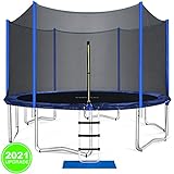 ORCC Trampoline 15 14 12 10ft Outdoor Trampoline Weight Capacity 400LBS for Kids Adults with Safety Enclosure Net Wind Stakes Rain Cover and T-Hook, Backyard Trampoline for Family (14ft)