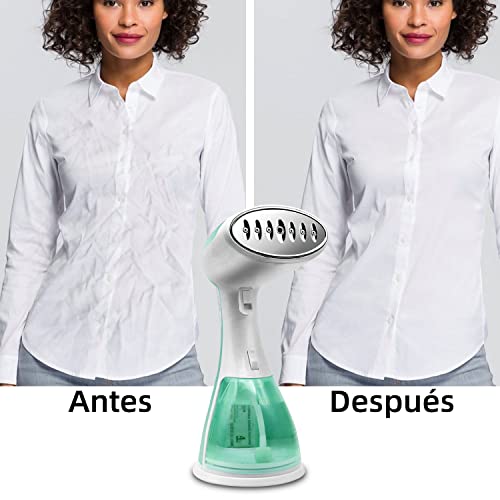 Summala - Plancha de Vapor para Ropa Vertical, Vaporizador Portátil, Plancha de Viaje de Calentamiento Rápidocon Tanque de Agua de 300 ML, Ideal para Vacaciones En El Hogar Y Viajes de Negocios（Verde)