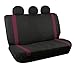 FH Group Car Seat Covers Unique Flat Cloth Full Set Automotive Seat Covers Front Set and Rear Solid Bench Burgundy Black Seat Covers w. Gift Universal Fit Interior Accessories for Cars Trucks and SUVs