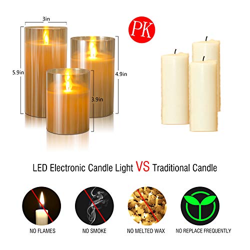 Flameless Candles Flickering With Remote Timers - Kithouse LED Candles Battery Operated Electric Candles - 4" 5" 6" Real Wax Not Plastic Pillar Candles, Set Of 3