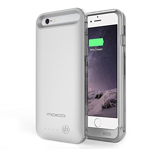 MoKo Battery Case for iPhone 6s Plus / 6 Plus - Portable 4000mAh Battery Pack External Rechargeable Protective Charger Case for iPhone 6s Plus / 6 Plus 5.5 Inch [MFI Apple Certified] SILVER
