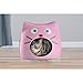 Furhaven Pet Cat Bed Furniture | Cat Shape Cutout w/ Face Decor Felt Pet House Private Den Hideout Pet Bed for Cats & Small Dogs, Light Pink, One Sizethumb 4