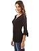 PattyBoutik Women Henley Lace Inset 3/4 Bell Sleeve Blouse (Black Small)