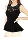 Allegra K Ladies Slipover Round Neck Hollow Out Sleeveless Peplum Tops S Black