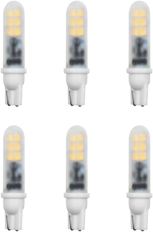 Makergroup T5 T10 Wedge Base LED Light Bulbs 12VAC/DC 2Watt Cool White 6000K for Outdoor Landscape Lighting Deck Stair Step Path Lights and Automotive RV Travel Tailer Lights 6-Pack