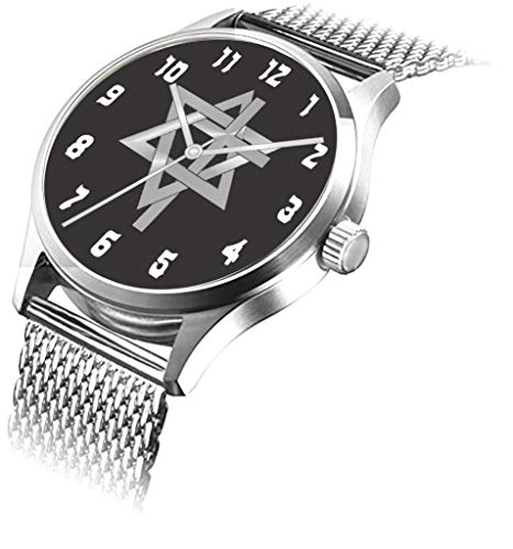 Messianic-Watch-with-Large-Polished-Chrome-Case-and-Adjustable-Stainless-Steel-Mesh-Band