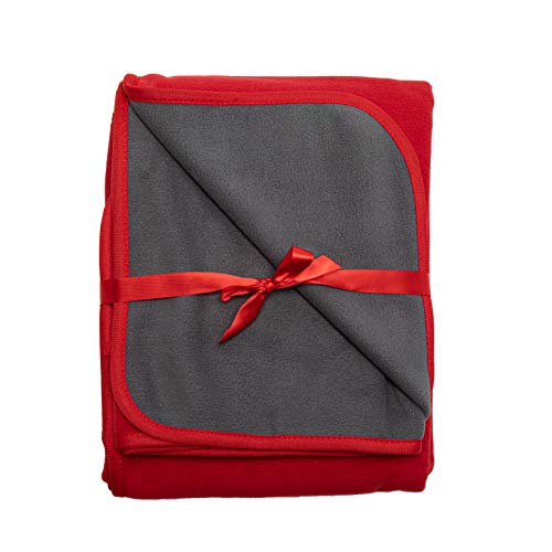 TOP Waterproof Blanket Bonus Pack, Deluxe Bed and Furniture Protector for People and Pets, Leak Proof Moisture Barrier, Soft Fleece (Red Gray Reversible, 2-Pack Jumbo+Midsize)