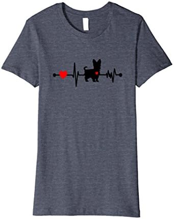 Womens Yorkie Dog Breed Heartbeat Shirt Pet Yorkshire Terrier XL Heather Blue