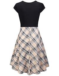 Misswor vestido largo hasta la rodilla con mangas y cuello en V para mujer