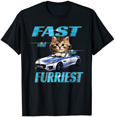 Mens Fast and the Furriest T-shirt - Cat shirt - Cats in cars Tee 3XL Black