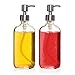 2-Pack 16 oz Glass Bottles with Pump, Clear Glass Soap Dispenser with Soap Pump, Refillable Clear Glass Bottles for Essential Oils, Hand Liquid Soap, Lotions and More, Glass Bottle Dispensers