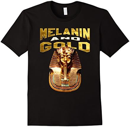 Mens Ancient Egyptian Melanin T-Shirt King Tut Gold 3XL Black