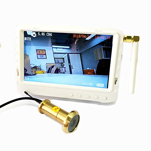 5.8G Wireless Door Peephole Camera with DVR 100m Range 90 Degree VOA 5inch Screen Motion Detect