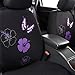 CAR PASS Universal Fabric Car Seat Covers,Print Purple Flower and Butterfly Seat Covers Full Set with Airbag Compatible, Fit Sedans,Cars,Vans,Suitable for Women & Girly (Black and Purple)