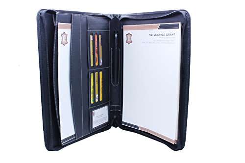 Premium Genuine Leather RFID Blocking Business Portfolio/Organizer with Zipper Black by Lowenherz (14.25 x 10.75 x 1.15, Samsonite Black)