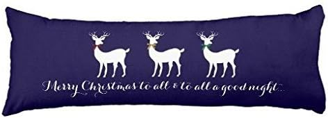 Long Pillow Case Trio of White Xmas Deer Holiday Bows Body Pillow Cover 20x54"