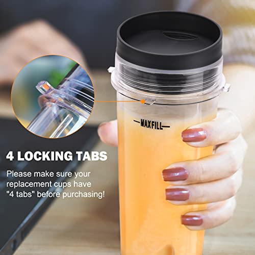 Single Serve 16 oz Blender Cups & 6 Fins Blender Blade Assembly