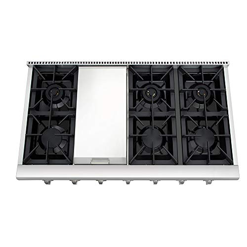 Thor Kitchen 48 in. Gas Rangetop HRT4806U with 6 Sealed Burners & 1 Griddle, in Stainless Steel