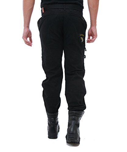 EKLENTSON Men's Work Pants Cargo Cotton Tactical Combat Multi-Pocketed Pants Straight-Leg Black