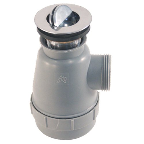 Ambassador Marine No Overflow Trap Sink Drain with 1 1/2-Inch Flip Stopper, Brushed Nickel Finish, 1 1/4-Inch Thread
