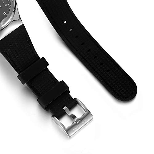 Men\'s Watch Stainless Steel Watch for Men Sporty Calendar Quartz Unisex Watch with 5ATM Waterproof Multi Dial Black Silicone Strap Stylish Couple Gift