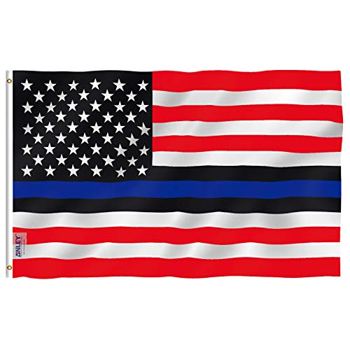 Anley Fly Breeze 3x5 Foot Blue Lives Matter American USA Police Flag - Vivid Color and UV Fade Resistant - Canvas Header and Double Stitched - Honoring Law Enforcement Officers Flags 3 X 5 Ft