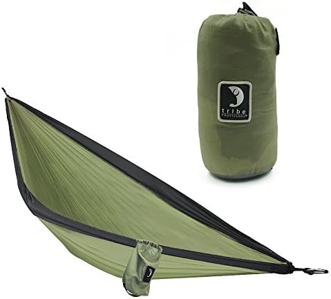 Tribe Provisions 2 Person Hammock, includes Carabiners and Tree Straps (Green)