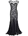 kayamiya Women's 1920s Evening Dress Formal Beaded Sequin Maxi Long Flapper Prom Ball Gown