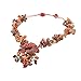 NOVICA Artisan Handmade Multigemstone Beaded Pendant Necklace Floral from Thailand Quartz Garnet Smoky Jasper Brown Multicolor Red Birthstone [15.25 in min L x 16.5 in max L x 0.8 in W Pendant(s) 3.]