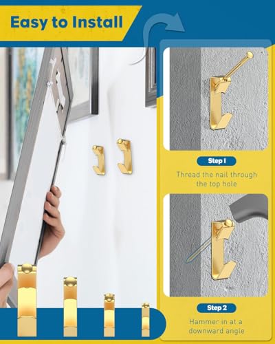 Uniclife Picture Hanging Kit 90 Pieces, 4.5 kg, 13 kg, 22 kg, 45 kg Reinforced Picture Holder for Drywall and Wood, Picture Hangers, Picture Hangers, Picture Hooks