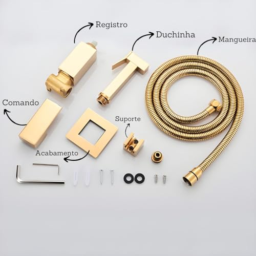 Ducha Higiênica Gold Brilhante Monocomando Lavabo Luxo