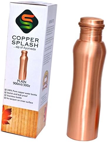 Copper Splash-Pure Copper Water Bottle-Ergonomic style-Plain finish-Ayurvedic tumbler-30oz