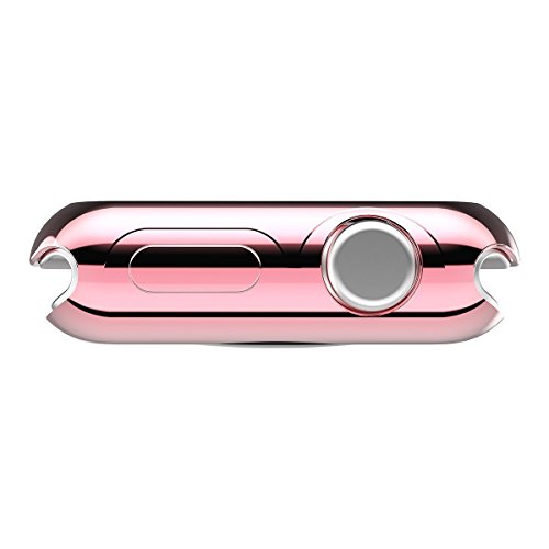 Compatible with Apple Watch Case,FOLOME Plated TPU Scratch-Resistant Flexible Electroplate Case Slim Lightweight Protective Bumper Cover Case Fit Watch Series 3 / Series 2 (Rose Gold, 42mm Size Case)