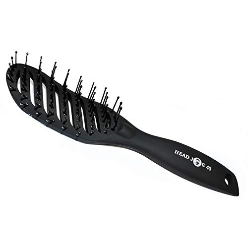 Head Jog 45 Black Vent Brush. Great Styling & Blow Drying Hairbrush. Professional Styling Hair Brush for Men & Women. Detangling Hair Brush for Short, Long Or Thick Hair. Add Extra Volume.