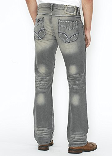 Slim Bootcut Men's Jeans Faded and Ripped Denim Jean Soft Comfort