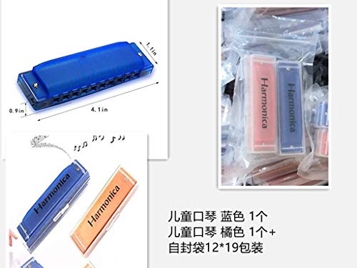 AMOR PRESENT Kids Harmonica, 2 PCS Translucent Harmonica with Case 10 Holes Diatonic Bules Children Harmonica