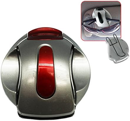 Gray and Red Colored Car Overhead Mirror Clip-On Eyewear Holder