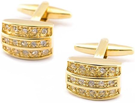 Men's French Cufflinks 18k Gold Plated with Cubic Zirconia for Men's Shirts Cufflinks Cuff
