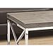 Monarch Specialties Modern Coffee Table for Living Room Center Table with Metal Frame, 44 Inch L, Dark Taupe / Chrome