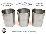 Kids Toddler Stainless Steel Double Wall Tumbler Cups with Smooth Rim - 8oz (250ml) - Set of 3