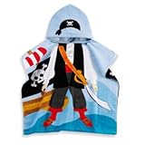 Kids Printed Pirate Hooded Beach Towel In Multi/black