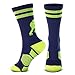 ChalkTalkSPORTS Hockey Half Cushioned Crew Socks | Hockey Player | Navy/Neon