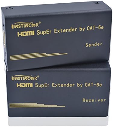 Unstincer HDMI Extender Box over Single Female CAT6 CAT5e RJ45 Ethernet Network Lan Cable Using HDCP 1.3 for TV / PC / DVD / Set Top Box and More HD Devices