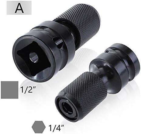 YTGOOD Industrial Business Supplies 1/2" Square to 1/4" Hex Screwdriver Socket Adapter Quick Release Chuck Drive Converter CR-V Impact Adapter for Screwdriver Bit Section A